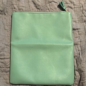 RACHEL PALLY Aqua Tropical Canvas Vegan Faux Leather Zip Pouch Clutch Handbag
